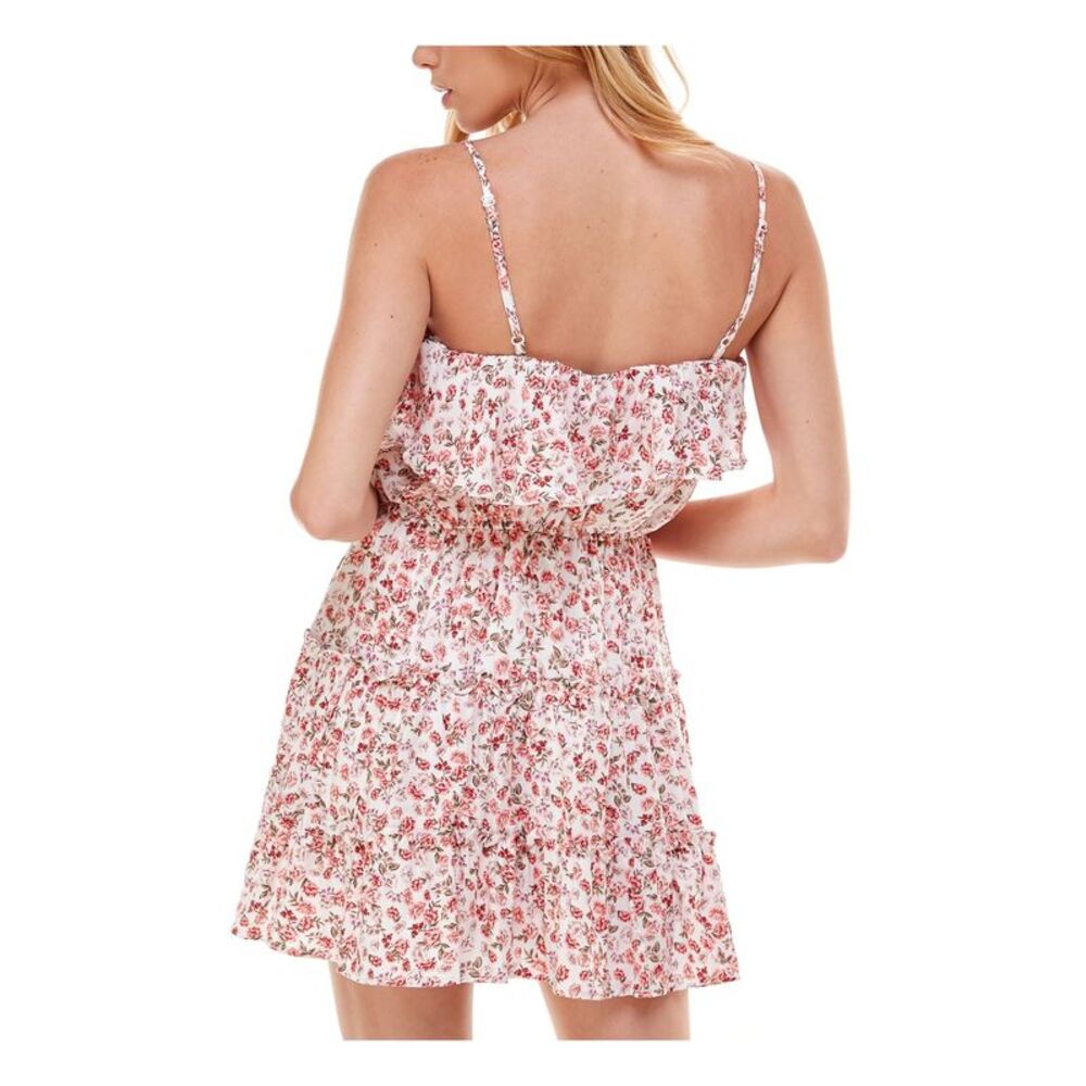 TRIXXI Womens Tie Spaghetti Strap Square Neck Short Party Fit + Flare Dress - Picture 2 of 2